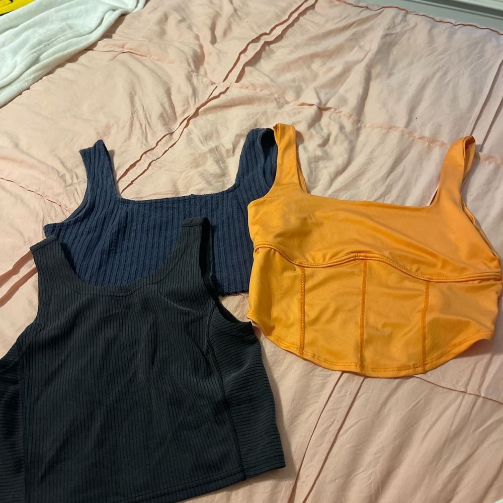 Stylish Women's Ribbed Crop Tops - Black, Navy, and Orange
